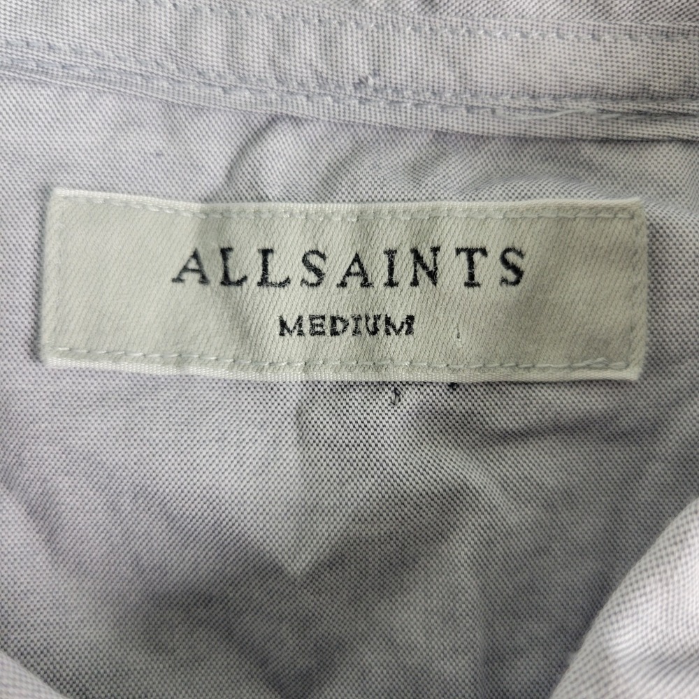 Allsaints Mens Medium Solid Gray Button Down Long… - image 4